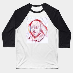 William Shakespeare Portrait | William Shakespeare Artwork | Line Art Baseball T-Shirt